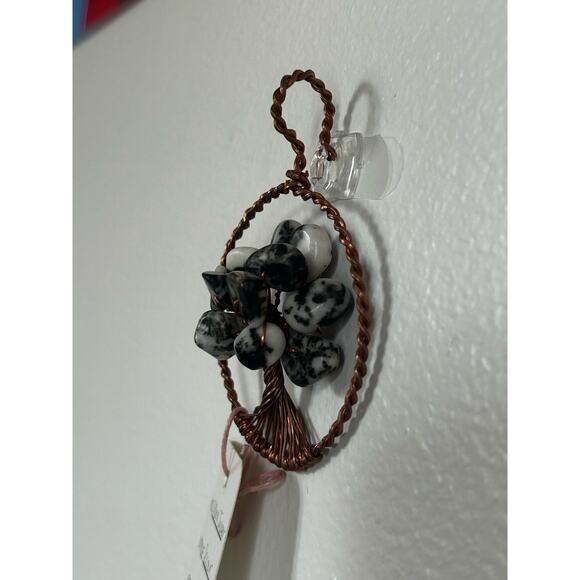 Handmade Copper and Serpentine Crystal Tree of life 3.5x2” Wall Decor - Picture 3 of 5